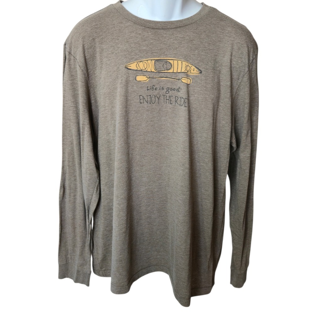 Life‎ is Good Mens Enjoy the Ride Crusher Tee Size Large Shirt Canoe Kayak Lake
